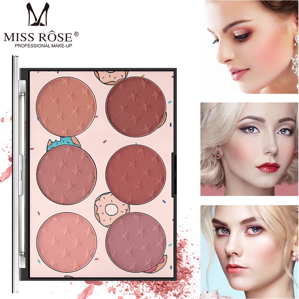 Bộ 2 Bảng Phấn Má Hồng miss rose 6 Màu Tông Đồng Lâu Trôi Thân Thiện Với Làn Da