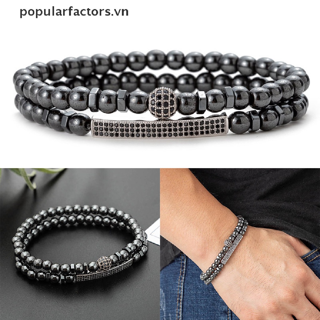 Vòng Tay Chuỗi Hạt Đá Hematite Từ Tính Chăm Sóc Sức Khỏe Cho Nam