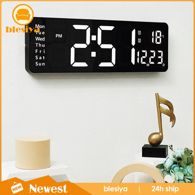 [Blesiya] Đồng Hồ Điện Tử Treo Tường Hình Chữ Nhật Hiển Thị Nhiệt Độ Yên Tĩnh
