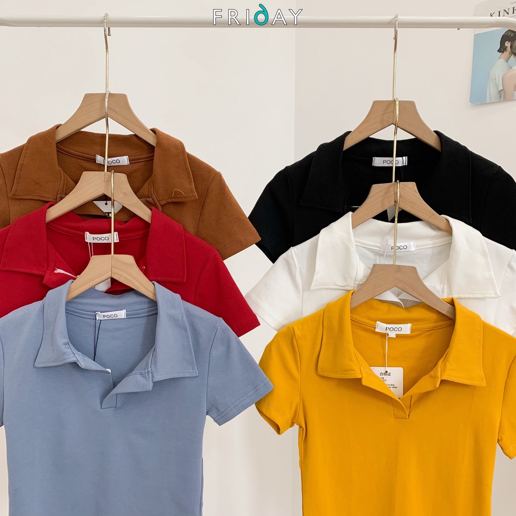 Áo polo crotop Poco FRIDAY 2BD706A họa tiết trơn