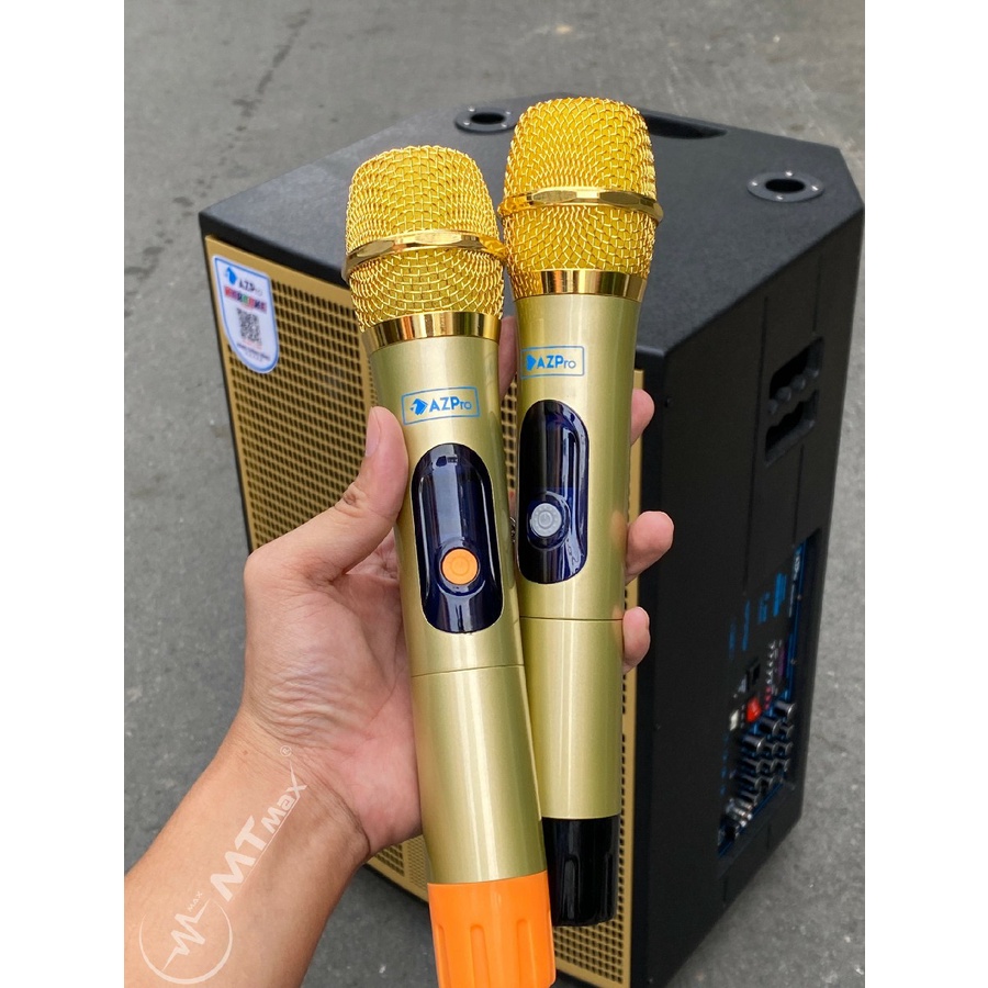 Loa kéo di động AZPro AZ18 - Loa karaoke 3 đường tiếng bass 5 tấc - Công suất lên đến 1400W - Kèm 2 micro không dây UHF