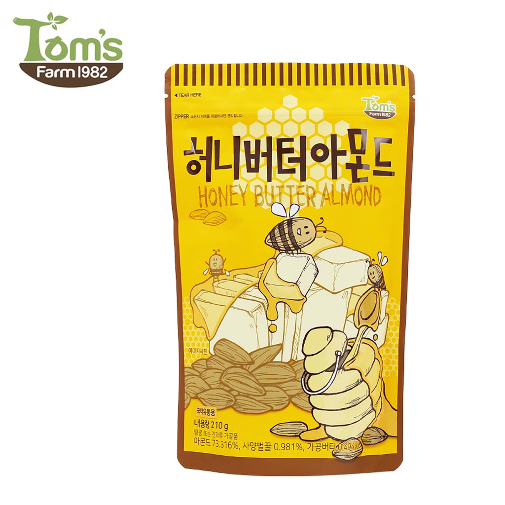 HẠNH NHÂN TẨM BƠ MẬT ONG HONEY BUTTER ALMOND TOM’S FARM 210 GRAM