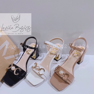 Giày sandal cao gót loviiebasic - guốc sandal đế vuông 7 phân g210529