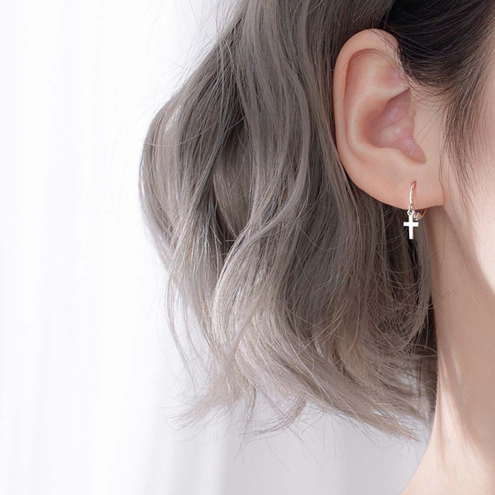 Khuyên tai hình trái tim / thánh giá bằng hợp kim nhiều màu thời trang Hàn Quốc cho nữ