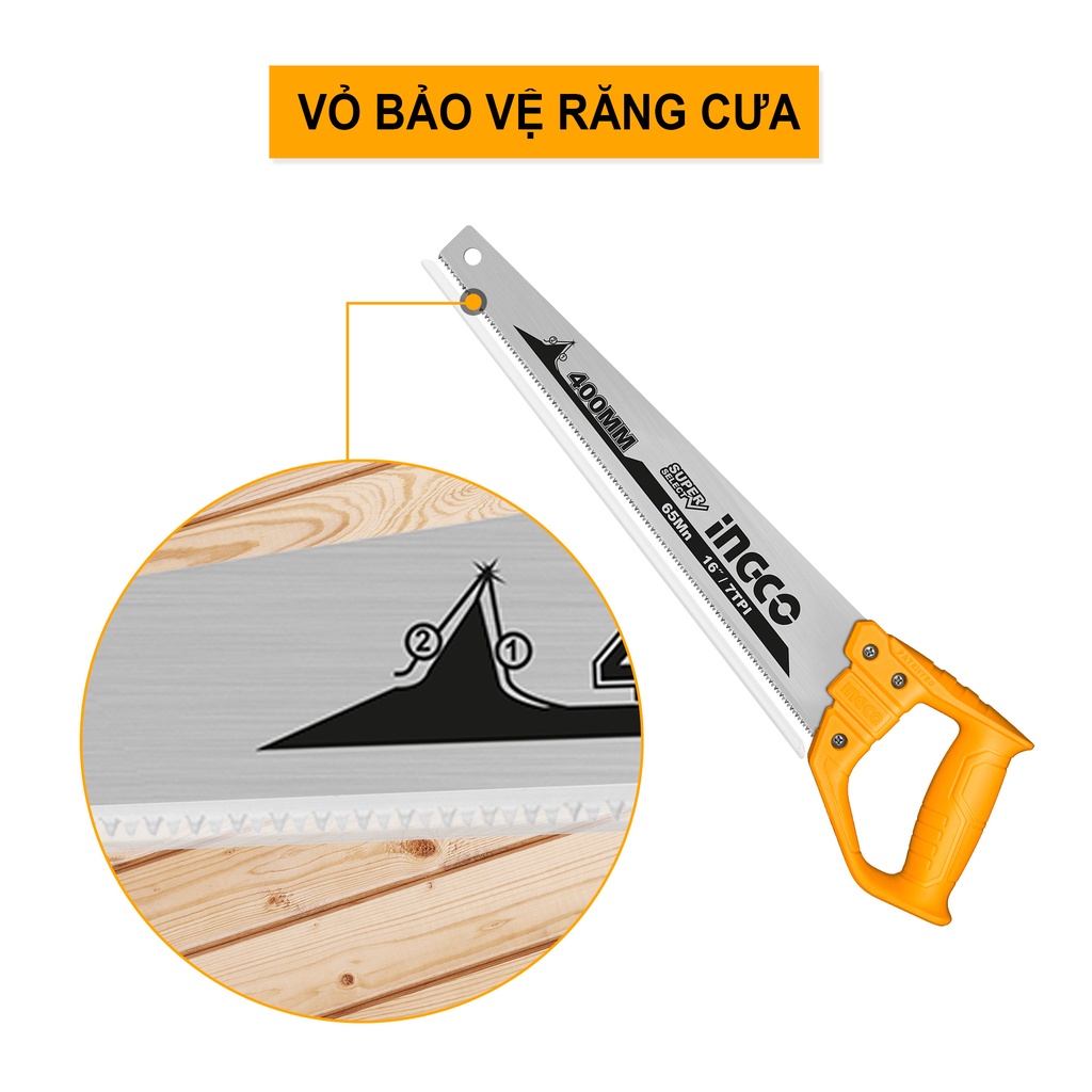 Cưa tay lá liễu 40cm bản hẹp INGCO HHAS48400