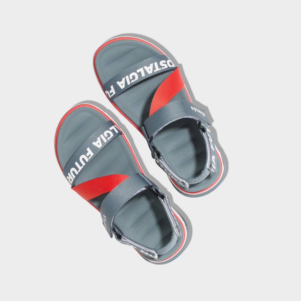 SHONDO Sandal F6 sport future xám đỏ thiết kế  giới hạn đế 3CM Nam Nữ