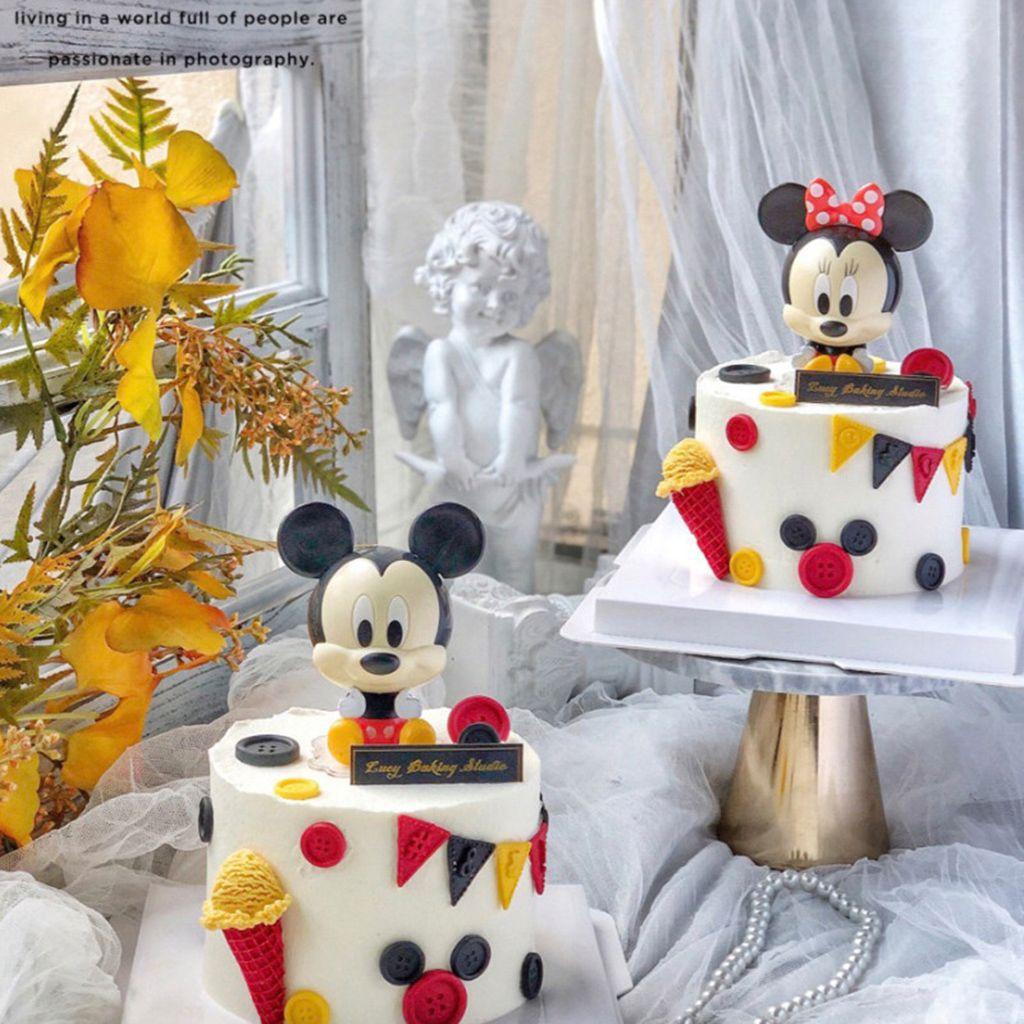 PATRICIA 1 Cặp Que Cắm Trang Trí Bánh Kem Hình Chuột Mickey Minnie