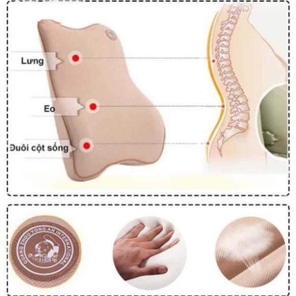 [HÀNG CAO CẤP] Bộ Gối Tựa Đầu Tựa Lưng Cho Ô Tô, Chất Liệu 100% Cao Su Non Cao Cấp