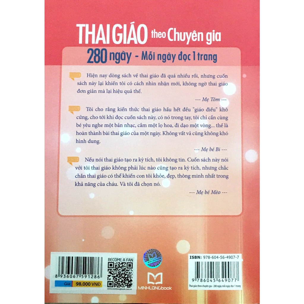 Sách - Thai Giáo Theo Chuyên Gia - 280 Ngày - Mỗi Ngày Đọc Một Trang (Tái Bản 2018)