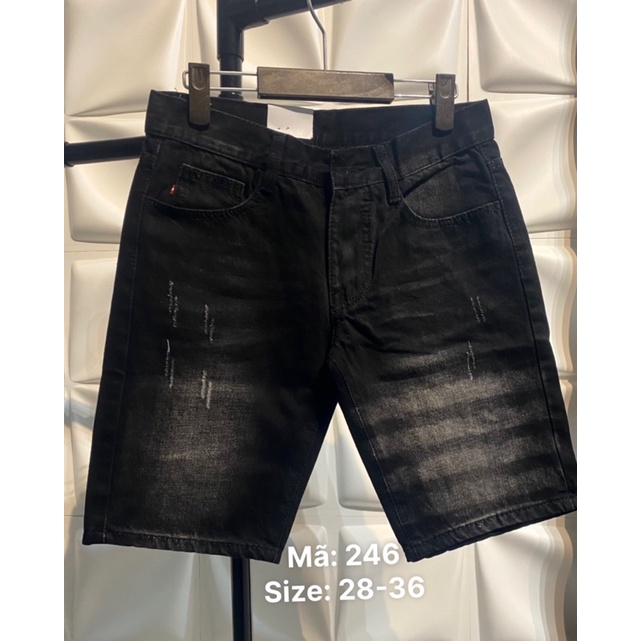 Quần Short Jean nam vải cotton không dãn sọc