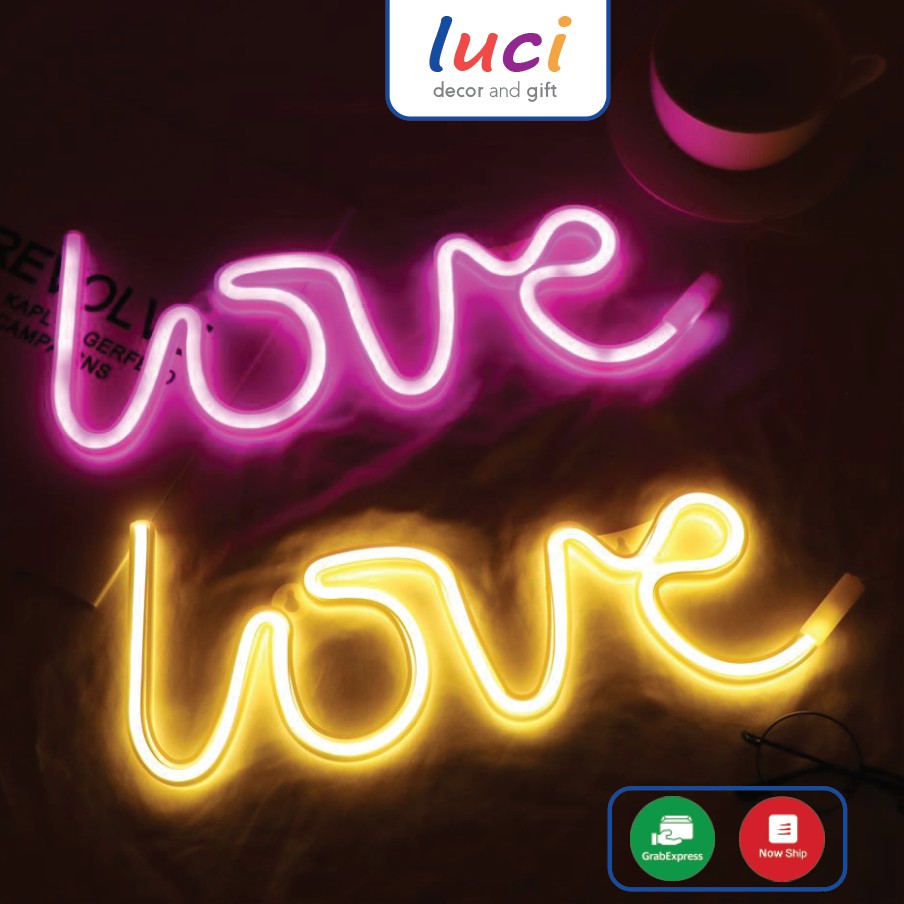 Đèn led chữ Love decor trang trí phòng Luci Shop led neon ánh sáng đẹp dùng Pin / Usb