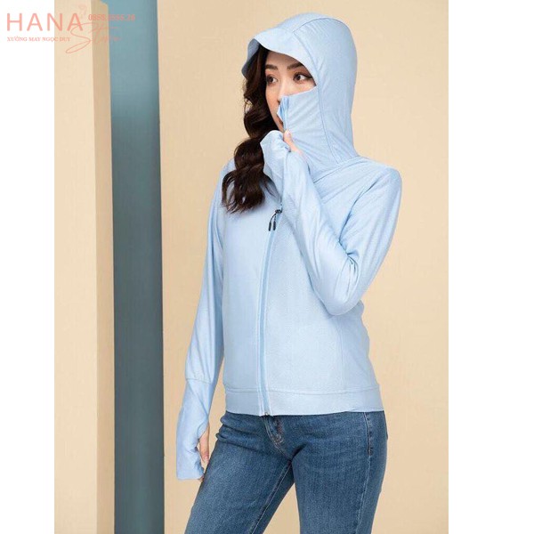 Áo chống nắng thông hơi nữ chùm tay dài thân ngắn - Áo khoác nắng nữ che tay mặt chống tia UV vải dày dặn mát thoáng khí