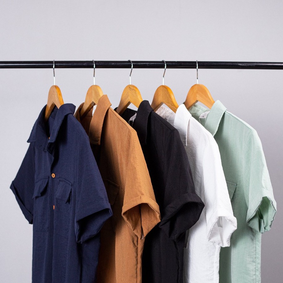 Áo sơ mi nam ngắn tay chất đũi phong cách thời trang công sở hè 2021, trẻ trung, lịch lãm