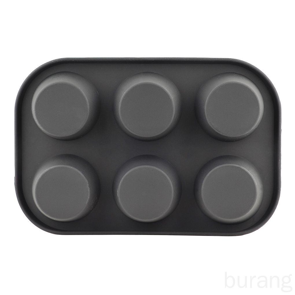 Khuôn làm bánh Muffin/Pudding bằng thép carbon cấp thực phẩm chống dính 6 ngăn màu đen