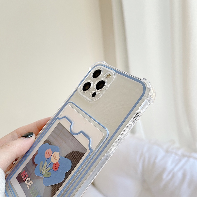 Ốp Điện Thoại Silicone Mềm Chống Sốc Có Ngăn Đựng Thẻ Cho iphone 12 Pro Max mini SE 11 Pro Max Xr 12 7plus 8 XS
