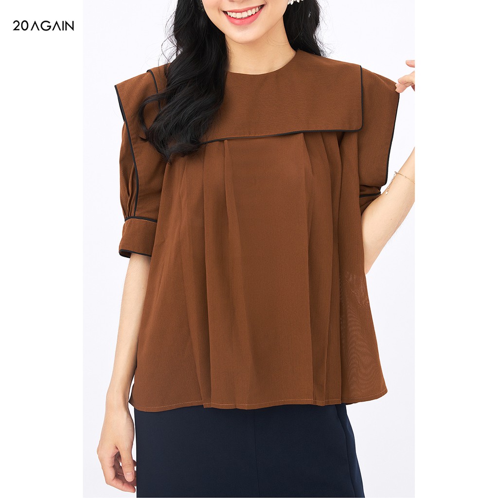 Áo sơ mi viền vai phối 20Again ASA1138 cô thủy thủ vô cùng đáng yêu | BigBuy360 - bigbuy360.vn