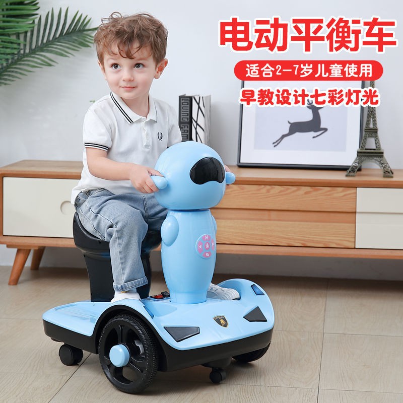 Xe thăng bằng điện trẻ em dành cho bé từ 2-7 tuổi, đồ chơi ô tô bốn bánh, có thể ngồi trên điều khiển xa, tay ga,