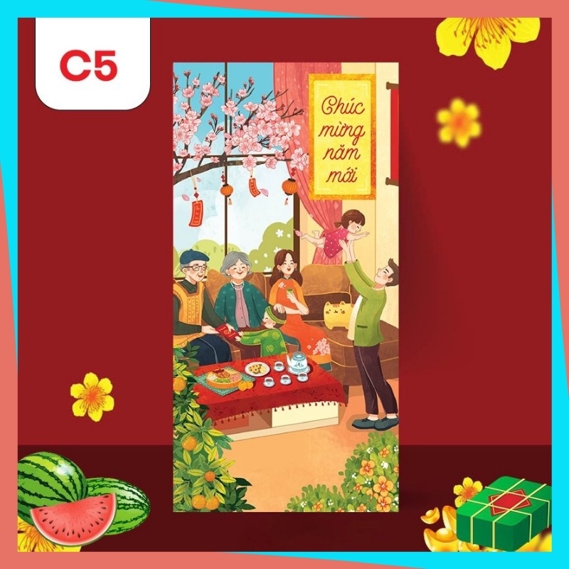 Lì Xì Tết 2022 Độc Lạ Giá Sỉ Rẻ Màu Đỏ Đẹp Hoạt Hình Cọp Kute Dễ Thương Thần Tài Tiền Đô Chất Giấy C150 Xịn Cứng Cáp