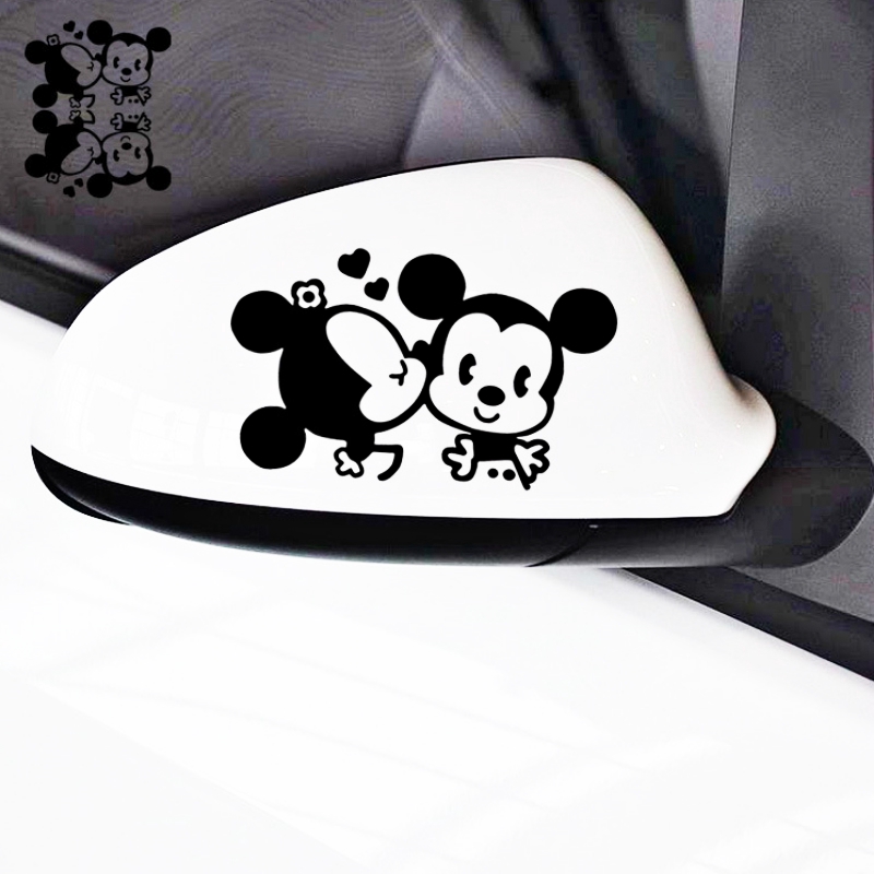 1 Cặp Miếng Dán Hình Chuột Mickey Minnie Ngộ Nghĩnh Trang Trí Gương Chiếu Hậu Xe Hơi