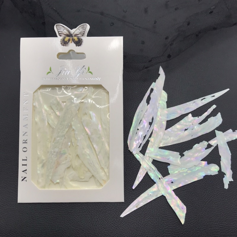 Xà cừ trắng nail trang trí ẩn móng