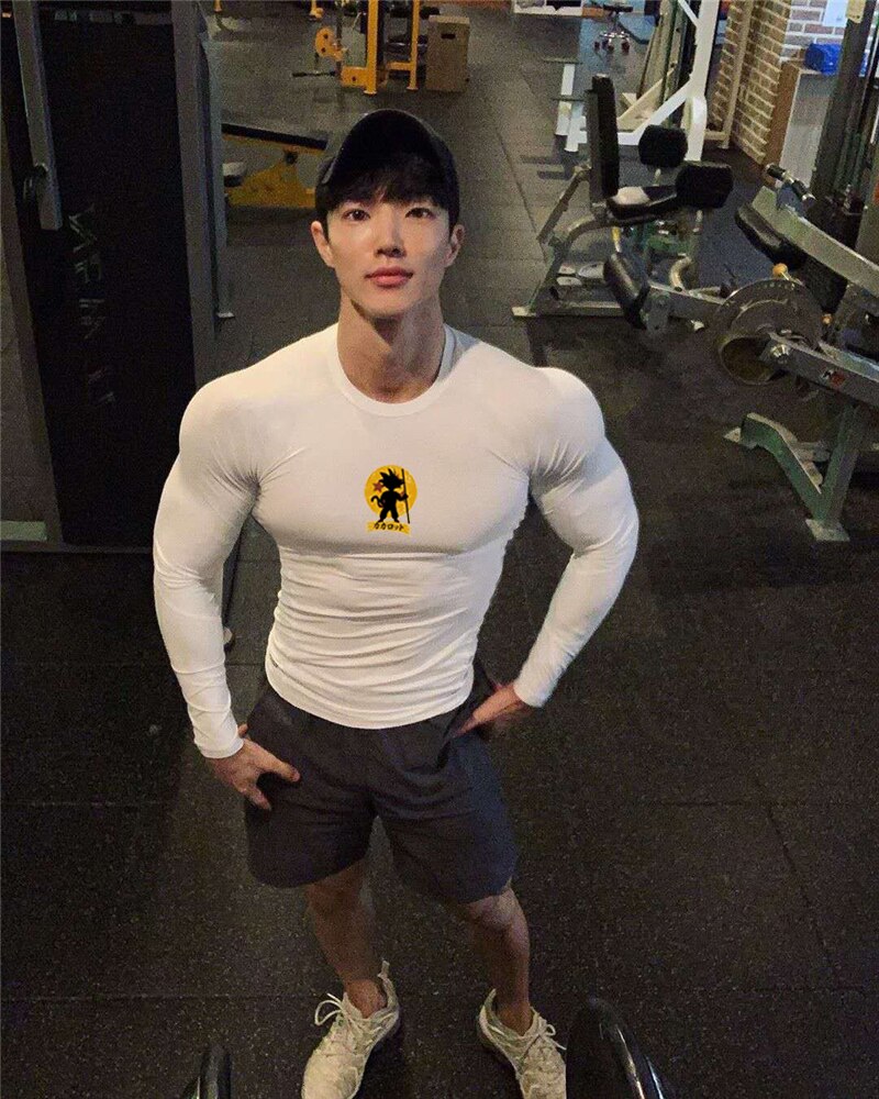 New Autumn and Winter Workout Bodybuilding Fitness Men's Long Sleeve T-shirt Breathable Casual Fashion Trend Slim Sports T Shirt