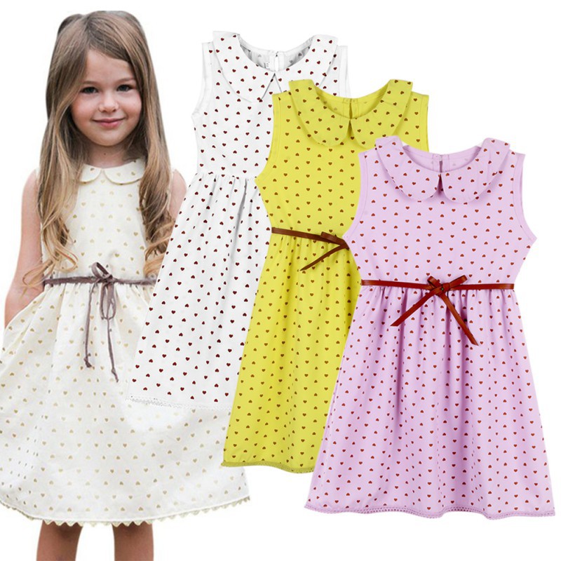 Đầm cotton cộc tay dài ngang gối dành cho bé gái 2-6 tuổi