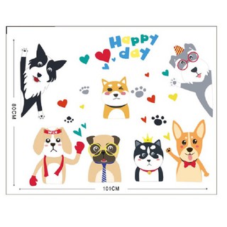 Decal dán tường hình thú Happy Day