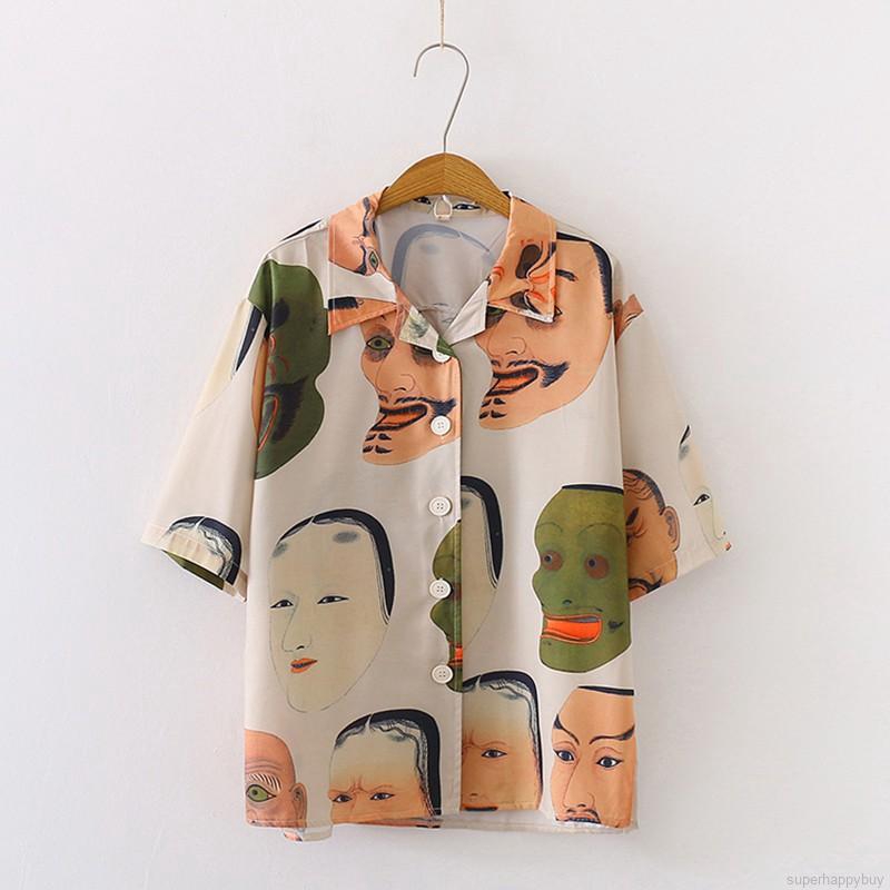Áo Sơ Mi Nữ Tay Ngắn Dáng Rộng In Hình Hoạt Hình Phong Cách Hàn Quốc | BigBuy360 - bigbuy360.vn