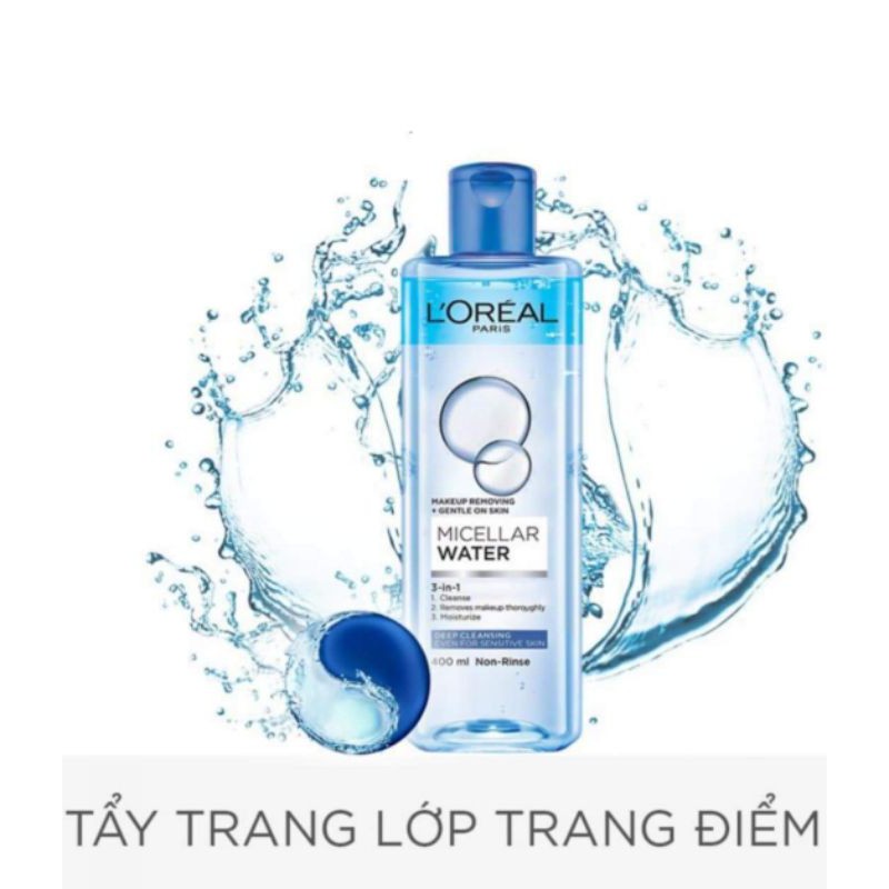 Nước Tẩy Trang Loreal Làm Sạch Sâu L'Oreal Micellar Water 3 In 1 Deep Cleansing. ( xanh đậm sạch sâu)