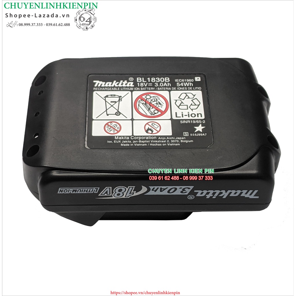 Vỏ Adapter DC có báo pin thay thế Makita loại mẫu zin, 18V 5 cell 18650 ( BL64_278 )