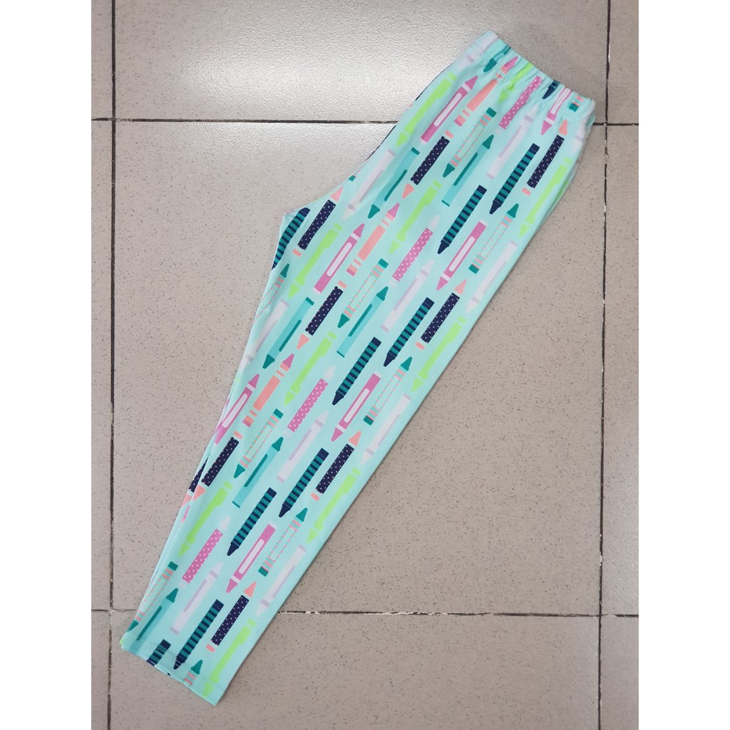 Quần legging dài bé gái in bút chì nhiều màu