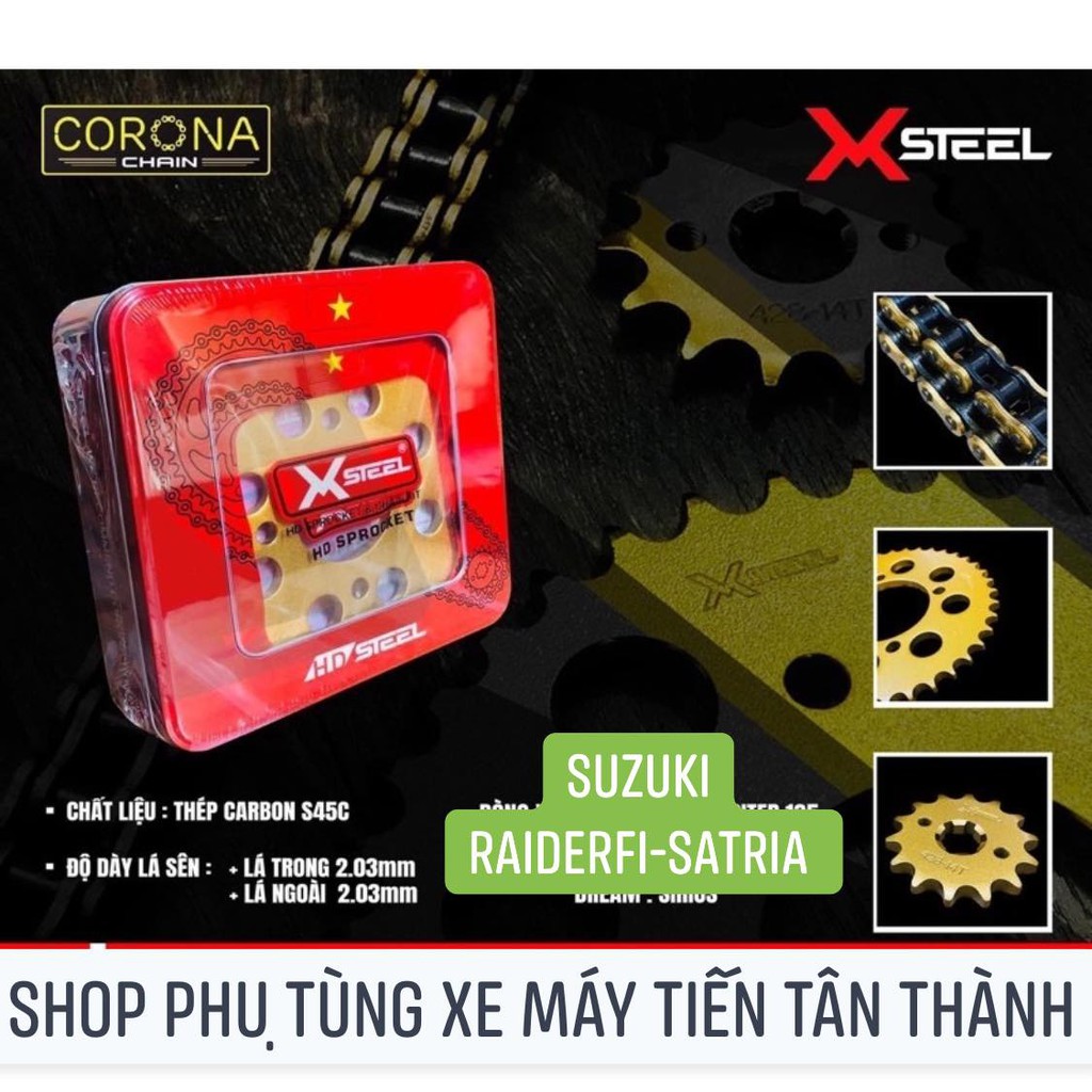 (SIÊU RẺ) COMBO SÊN NHÔNG ĐĨA XÍCH X1R CÔRONA RAIDER SATRIAFI