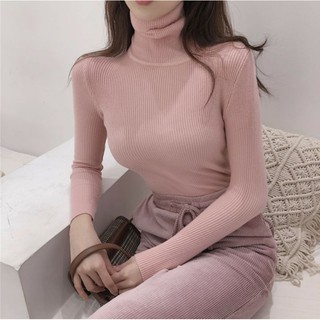 Áo len hồng cổ lọ