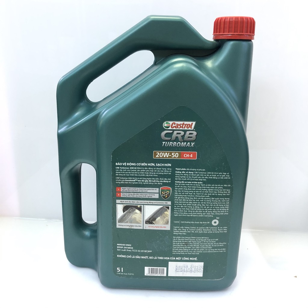 Nhớt Xe ô tô máy dầu Castrol CRB Turbo 20W-50, CH-4/SF (5L)