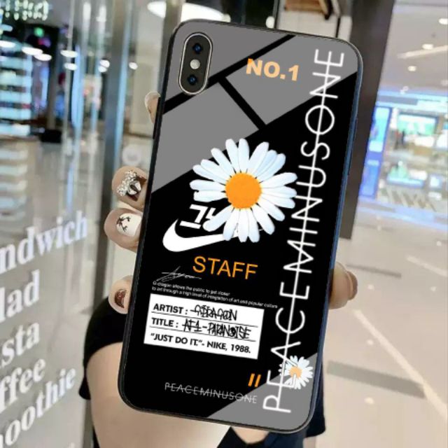 Ốp Lưng Kính Bóng hoa Cúc 13ProMax 12ProMax 11ProMax XSMAX X XS 7Plus FUKISHOP