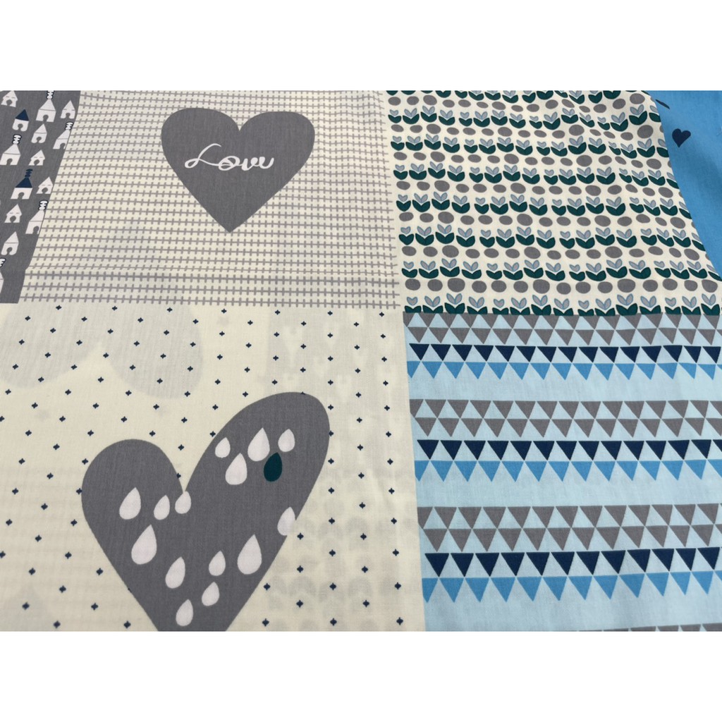 Tấm Drap lẻ - Ga lẻ ( không áo gối ) - KHA LY - 100% cotton thiên nhiên - Happy Love Xanh - VN243