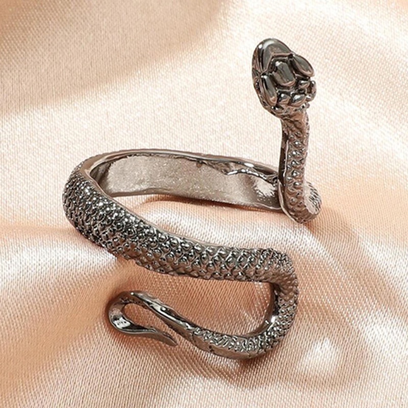 Nhẫn Hình Rắn Mạ Bạc Thời Trang Cá Tính Có Thể Điều Chỉnh Cho Nam Nữ