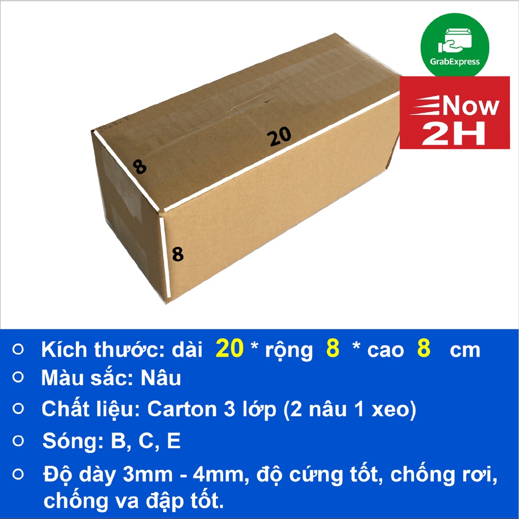 hộp carton 20x8x8 bộ 50 trơn cứng cáp