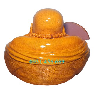 Tượng Di Lặc dả gỗ ngang 31cm