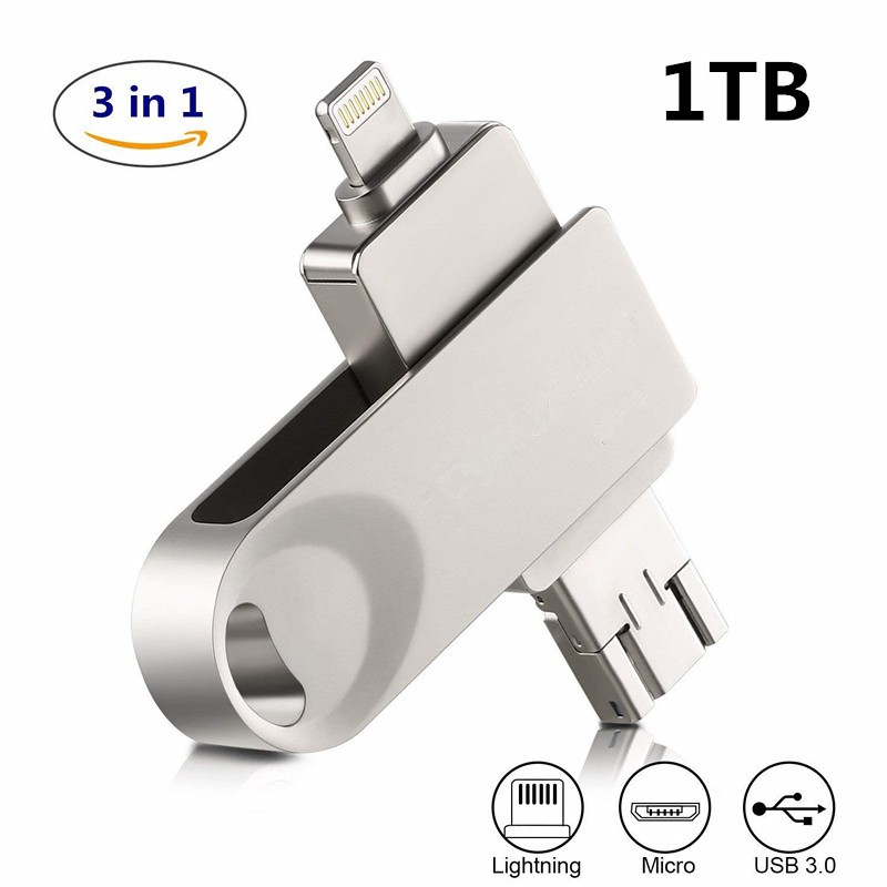 USB lưu trữ ngoài dung lượng 1Tb cho điện thoại Iphone7 / 7plus / 5S / 6 / 6s Plus / IPadAir / Mini IOS / máy tính