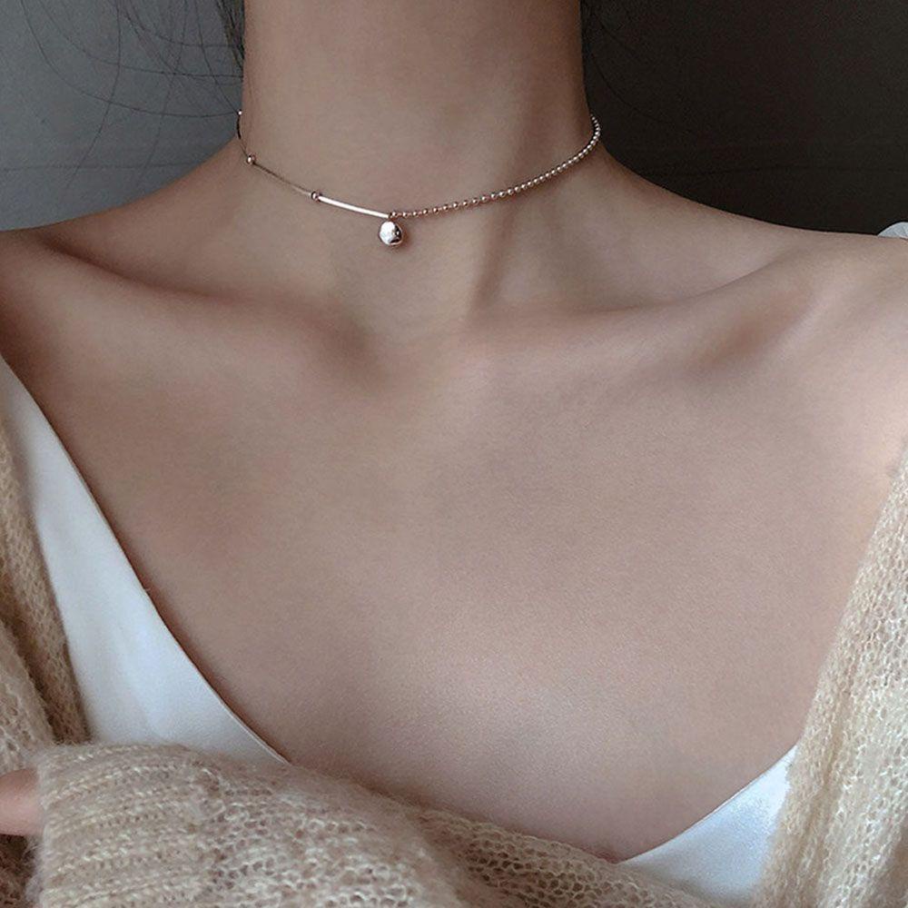 Dây Chuyền Dạng Chuỗi Hạt Ngắn Phong Cách Tối Giản Thời Trang Cho Nữ