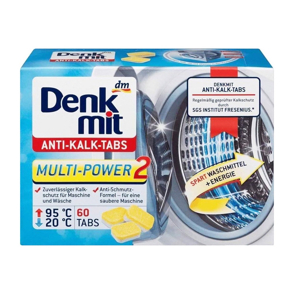 Tẩy lồng máy giặt Denkmit Đức, 60 viên, tẩy sạch vết bẩn, mùi hôi trong máy giặt, nhập Đức