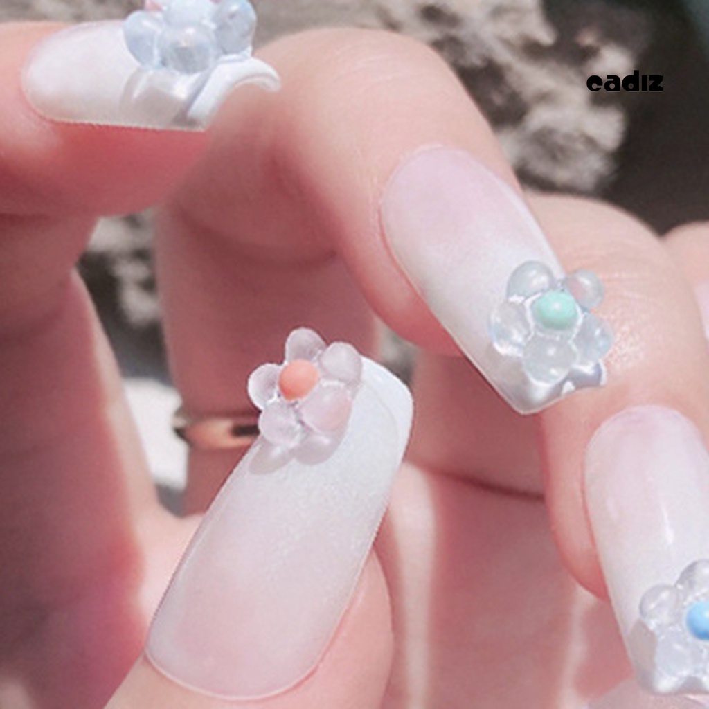 Set 50 Phụ Kiện Trang Trí Móng Tay Nghệ Thuật Hình Hoa 3D Mini Bằng Nhựa Resin Màu Sáng Chống Nước Cho Nữ