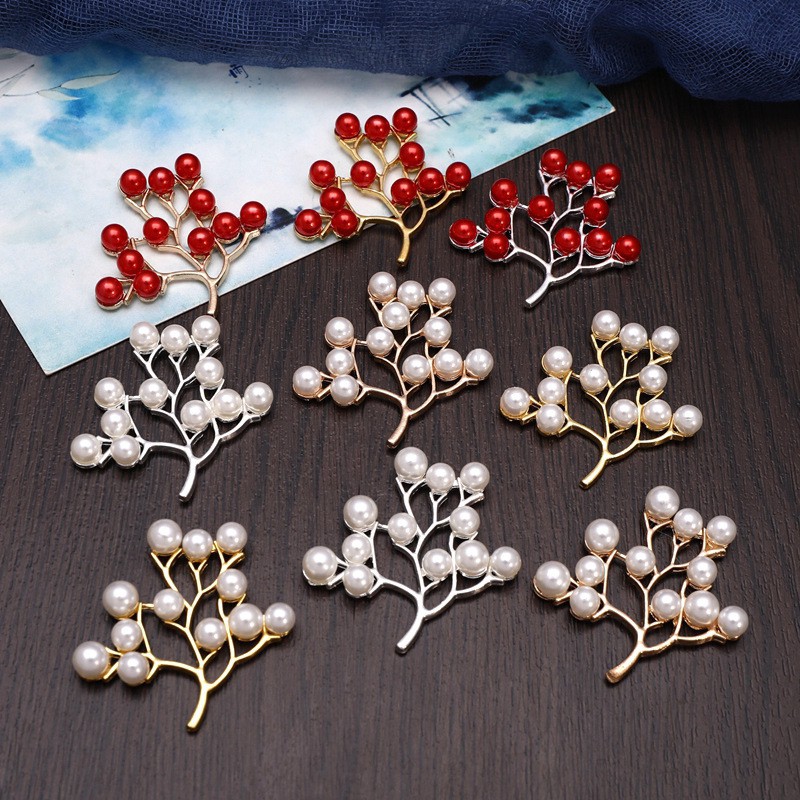 Cành Hoa Hạt Trai 4.5 *4.6 cm - Phụ kiện đính túi ví, nơ, hoa cài áo Handmade