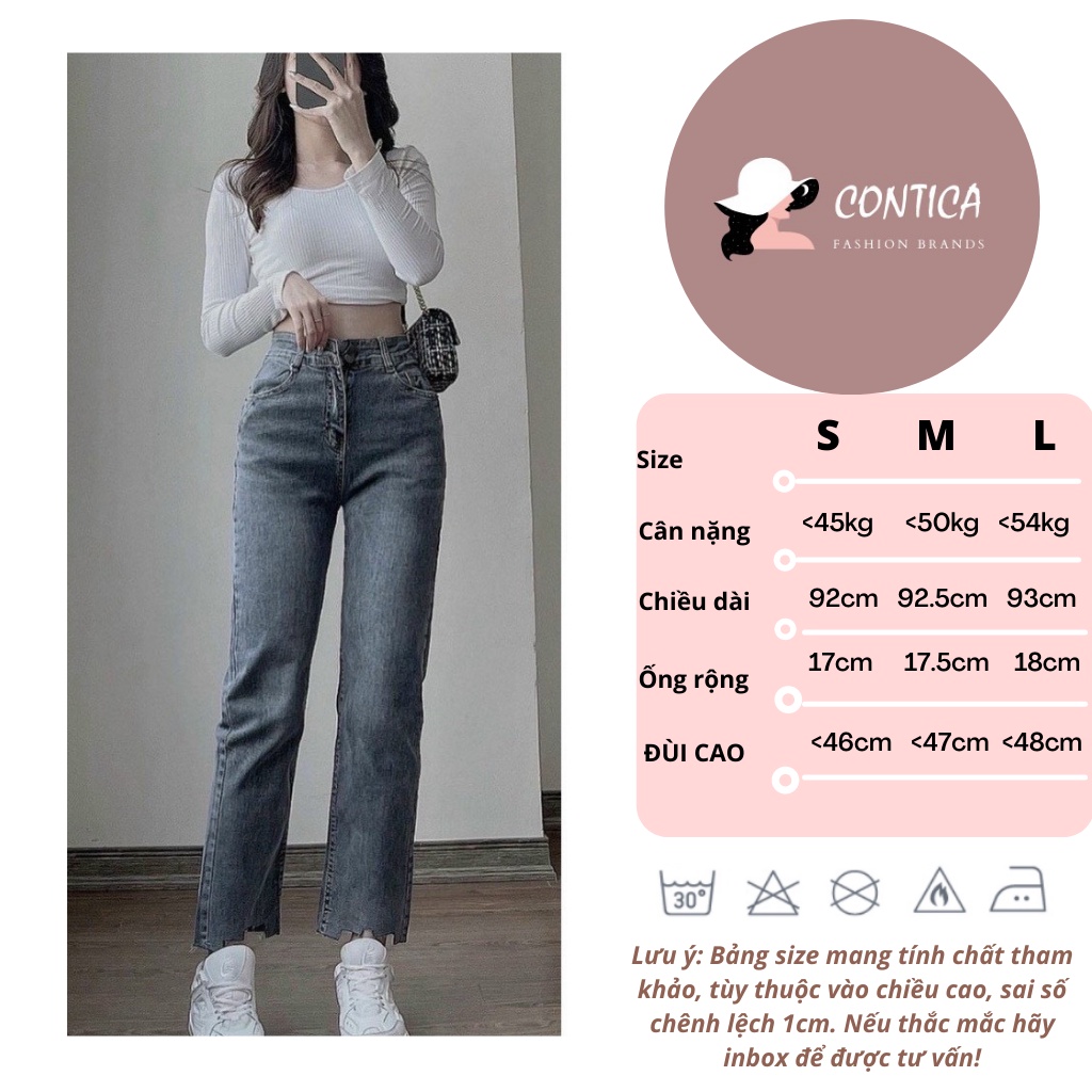 Quần jeans nữ cắt gấu.quần bò nữ ống đứng cắt gấu chuẩn phom hàn quốc | BigBuy360 - bigbuy360.vn