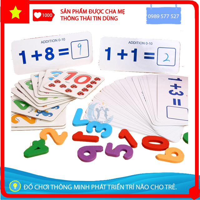 [Sale] Bộ Que Tính Học Toán Kèm Thẻ flashcard Các Phép Tính - Chữ Số