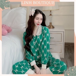 Đồ bộ nữ Vic's cao cấp, đồ ngủ hoạ tiết mặc nhà sang trọng L120 thời trang nữ pijama