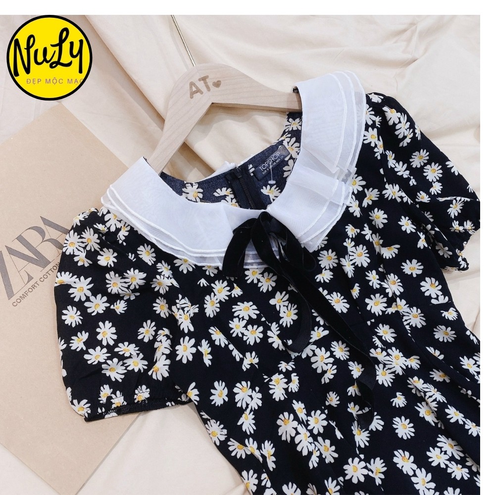 Váy Đầm Hoa Cúc Cổ Ren Tay Ngắn Dáng Dài Xòe,Váy Thiết Kế Hotrend Phong Cách Hàn Quốc Freesize<70kg | BigBuy360 - bigbuy360.vn