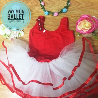Váy múa ballet ba lỗ hoa đỏ (có sỉ từ 5c)