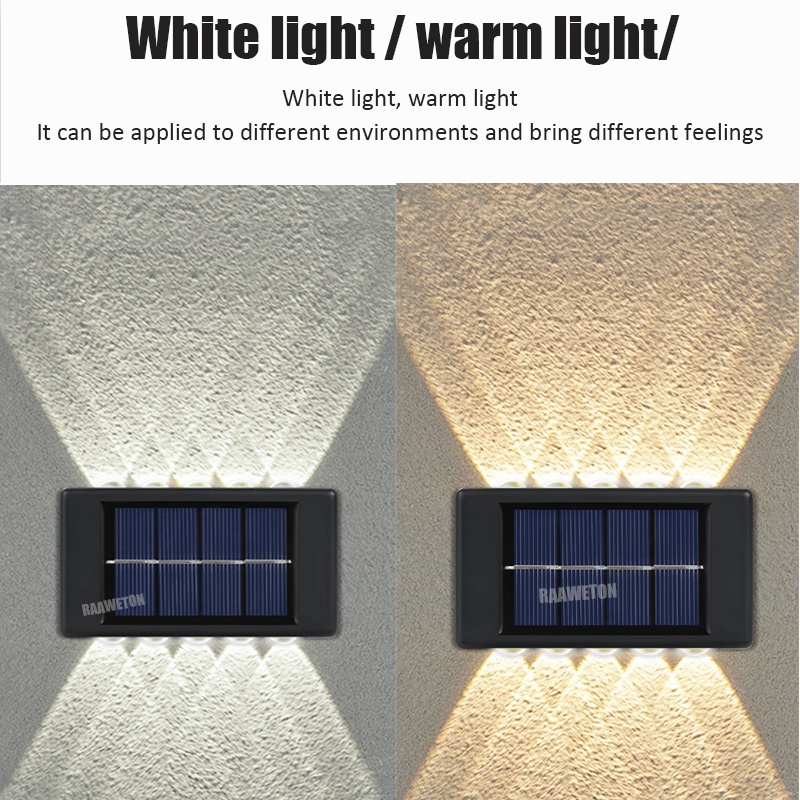 Đèn 12 LED Gắn Tường Năng Lượng Mặt Trời Trang Trí Sân Vườn